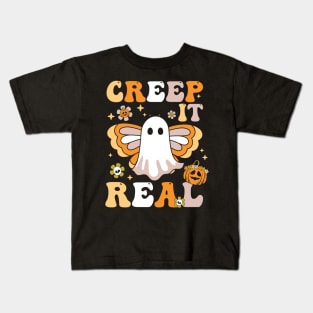 Creep it real funny hippie ghost Halloween matching family costume Kids T-Shirt